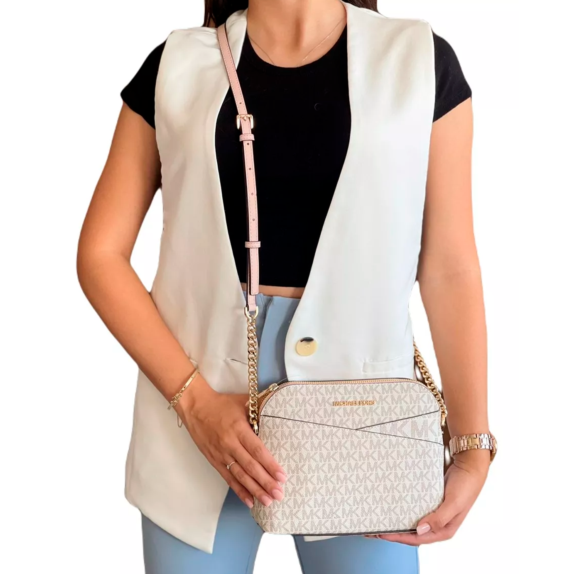 Foto 5 pulgar | Bolsa Crossbody Michael Kors Jet Set Travel Logo Dome 35f1gtvc6b Blanca