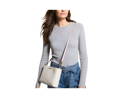 Foto 7 | Bolsa Michael Kors Trisha Logo Crossbody 35h1g9tc8b Blanca