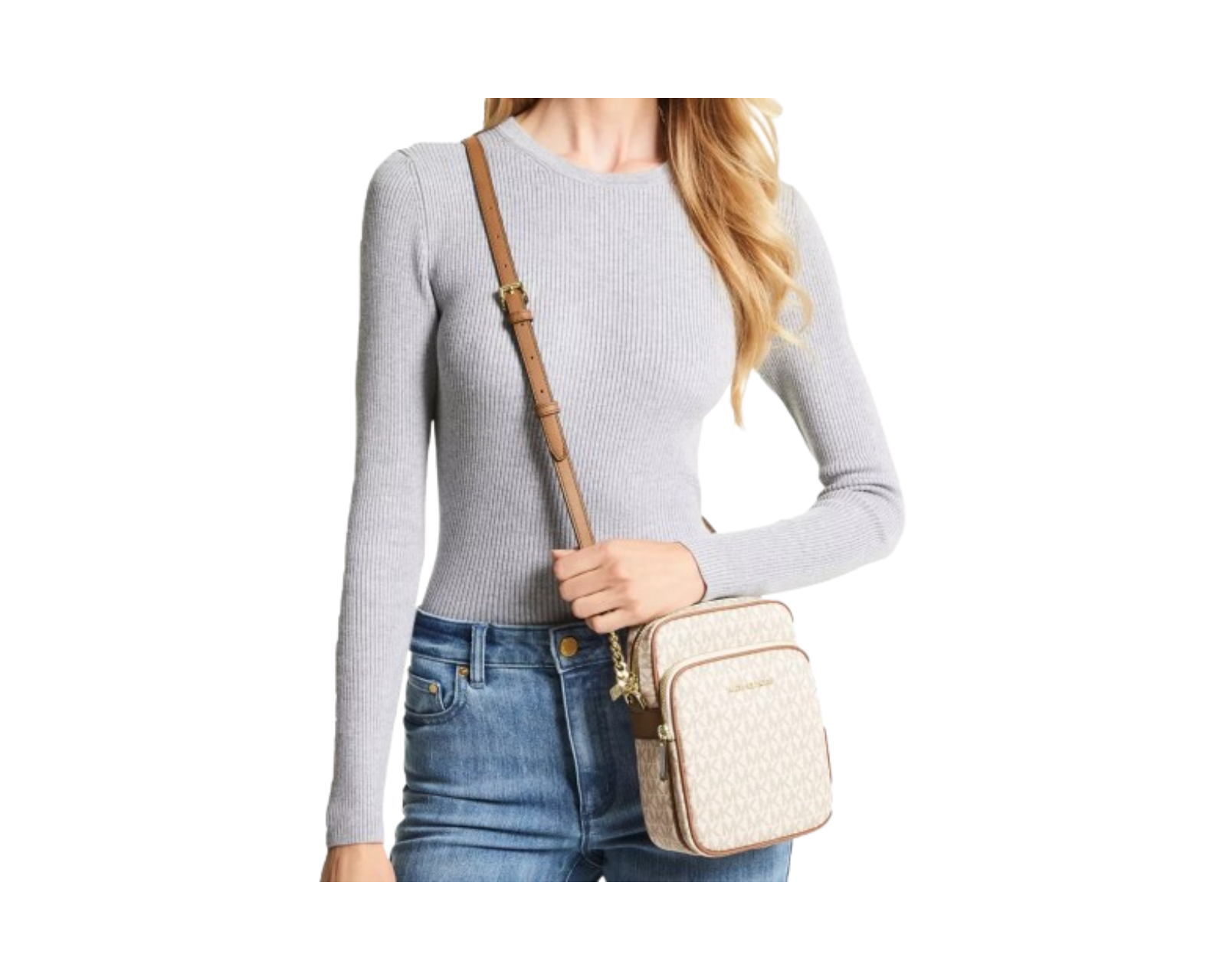 Foto 6 pulgar | Bolsa Crossbody Michael Kors Jet Set Travel Logo 35f1gtvc2b Beige