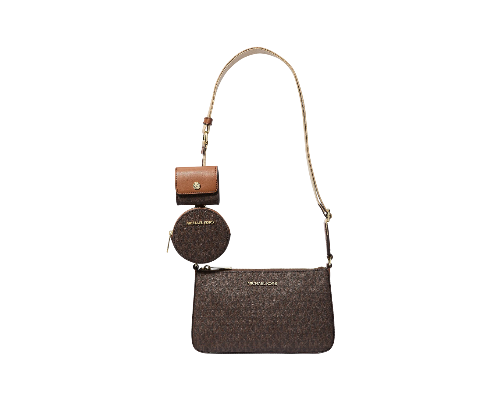 Bolsa Bandolera Michael Kors Jet Set Logo Crossbody 35s2gtvc1b Café