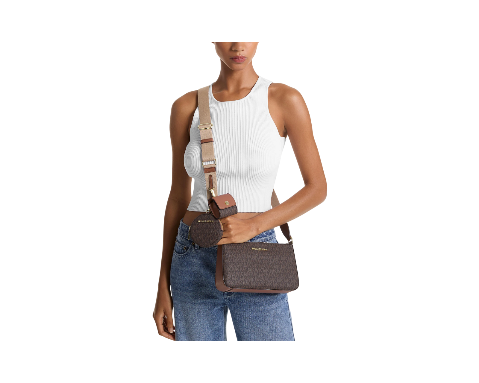 Foto 4 | Bolsa Bandolera Michael Kors Jet Set Logo Crossbody 35s2gtvc1b Café