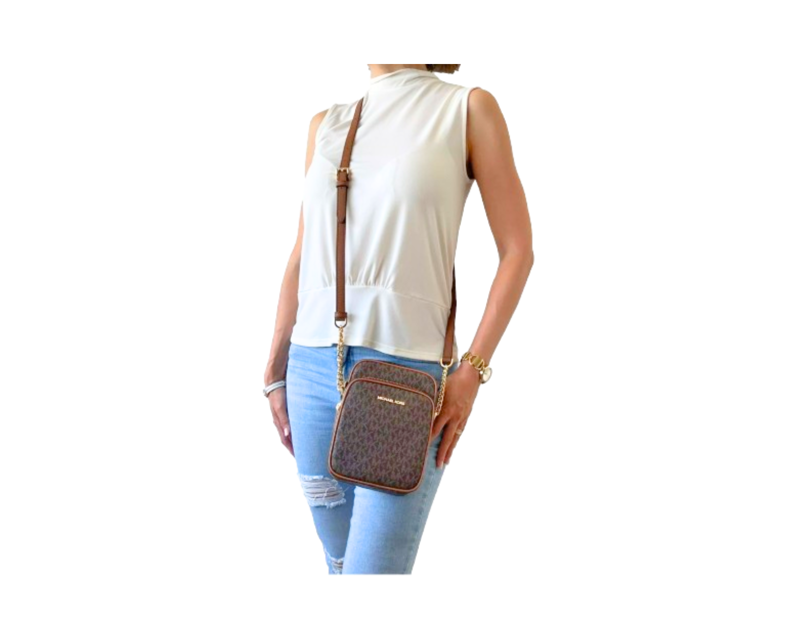 Foto 5 pulgar | Bolsa Crossbody Michael Kors Jet Set Travel Logo 35f1gtvc2b Color Café