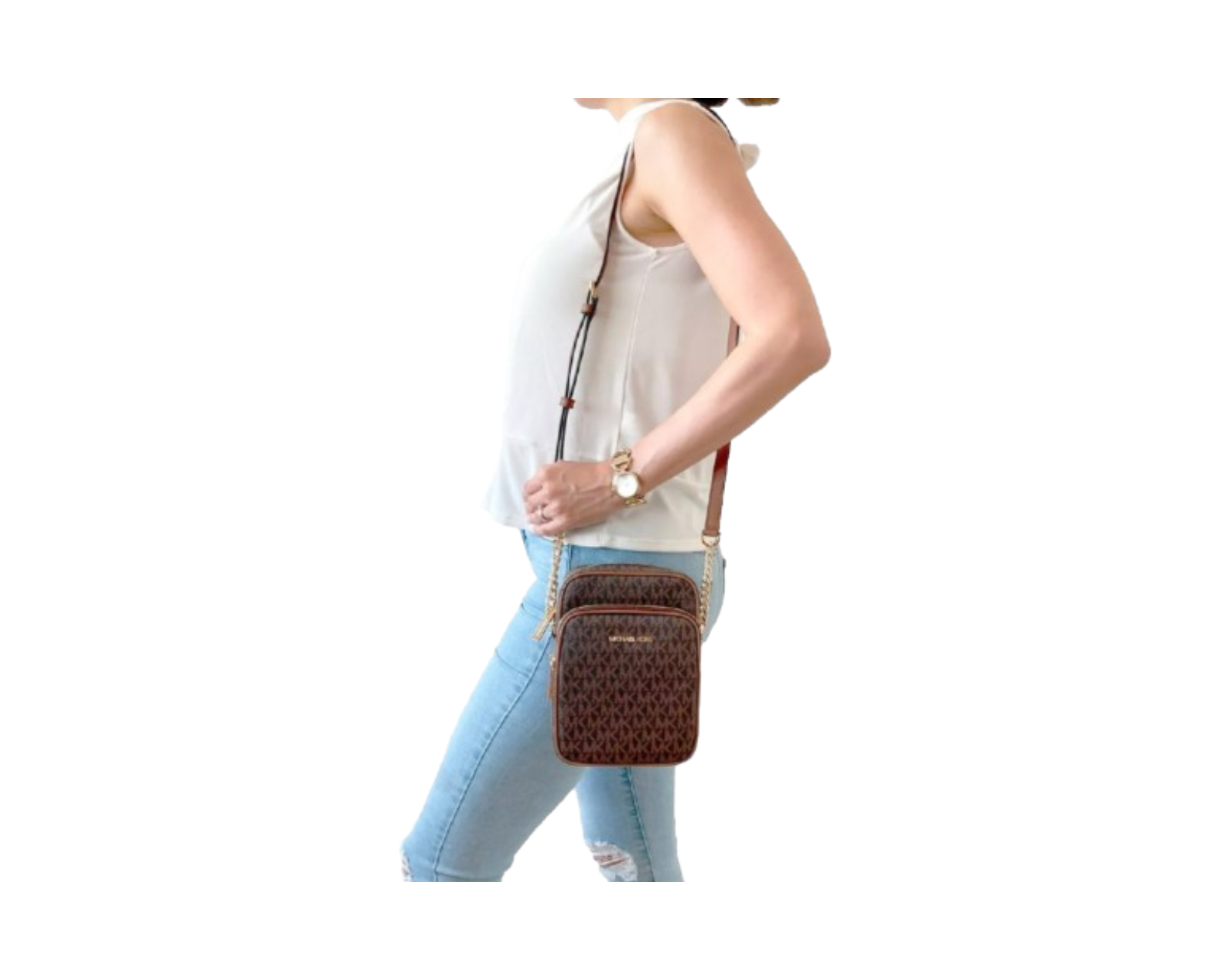 Foto 6 pulgar | Bolsa Crossbody Michael Kors Jet Set Travel Logo 35f1gtvc2b Color Café