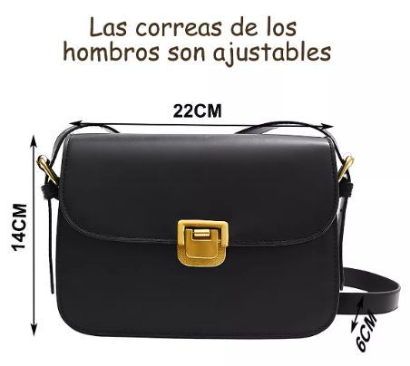 Foto 4 pulgar | Bolso Mujer Carta Casual Moda Vintage Shoulder Ajustable Negro