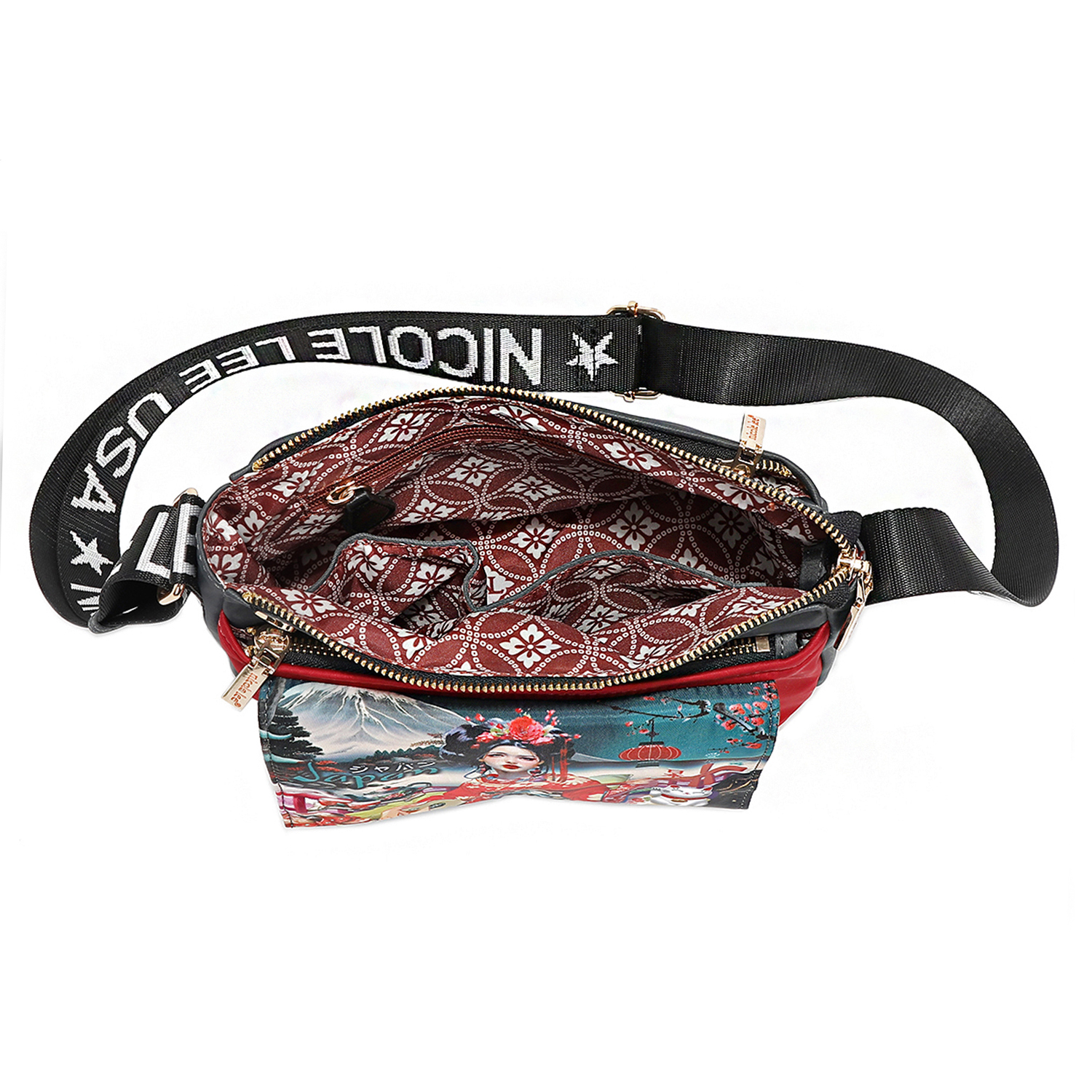Foto 6 pulgar | Bolsa Cruzada Nicole Lee De Nylon Estampada Akiko