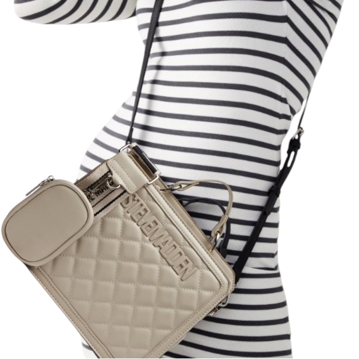 Foto 7 pulgar | Bolsa Steve Madden Bevelyn Quilted Cream