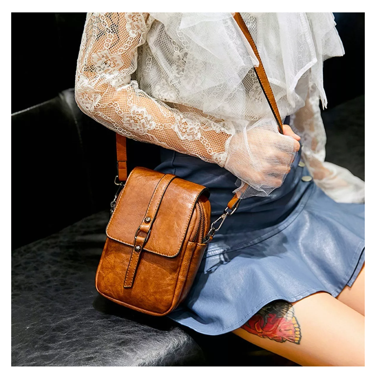 Foto 3 pulgar | Bolso Para Mujer Cartera Bandolera De Moda Para Celular Marrón