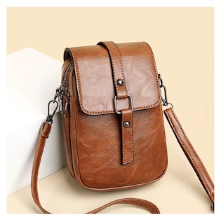 Foto 3 | Bolso Para Mujer Cartera Bandolera De Moda Para Celular Marrón