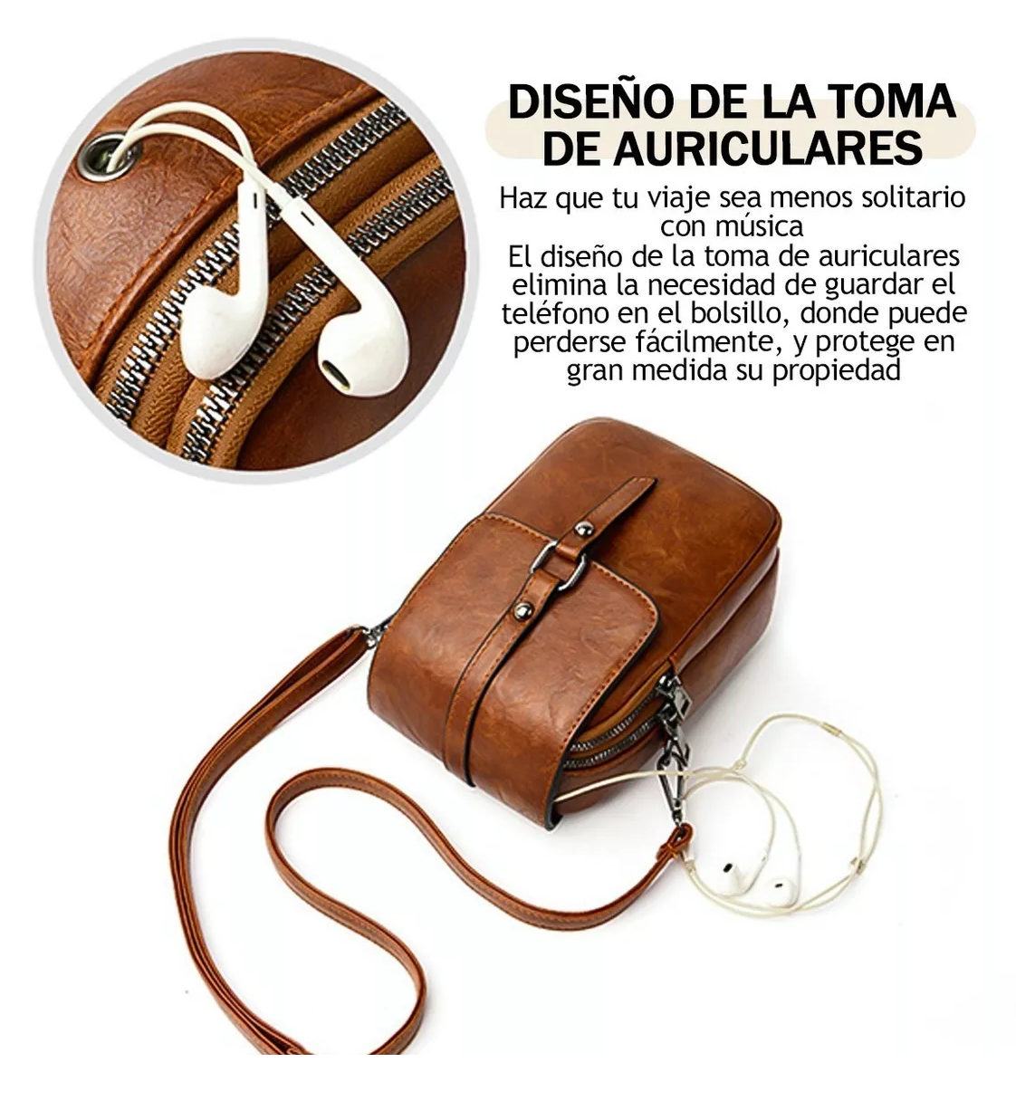 Foto 6 pulgar | Bolso Para Mujer Cartera Bandolera De Moda Para Celular Marrón