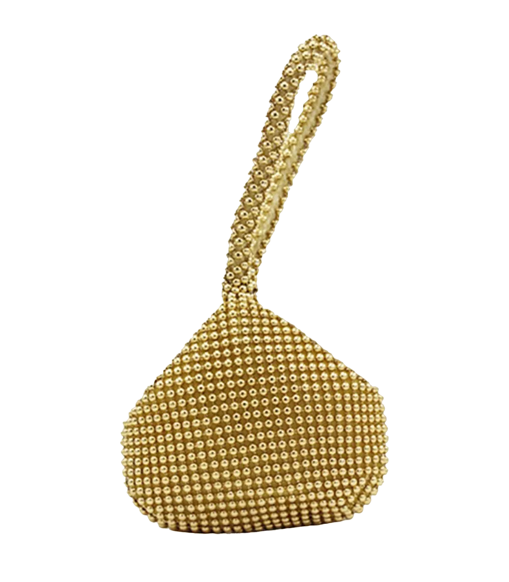 Bolso De Mano Color Dorado De Noche Triángulo Con Cristales Para Mujer