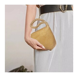 Foto 5 | Bolso De Mano Color Dorado De Noche Triángulo Con Cristales Para Mujer