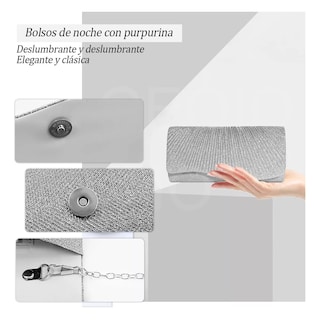 Foto 3 | Bolso De Noche Embrague Para Mujer De Fiesta Y Boda Plateado