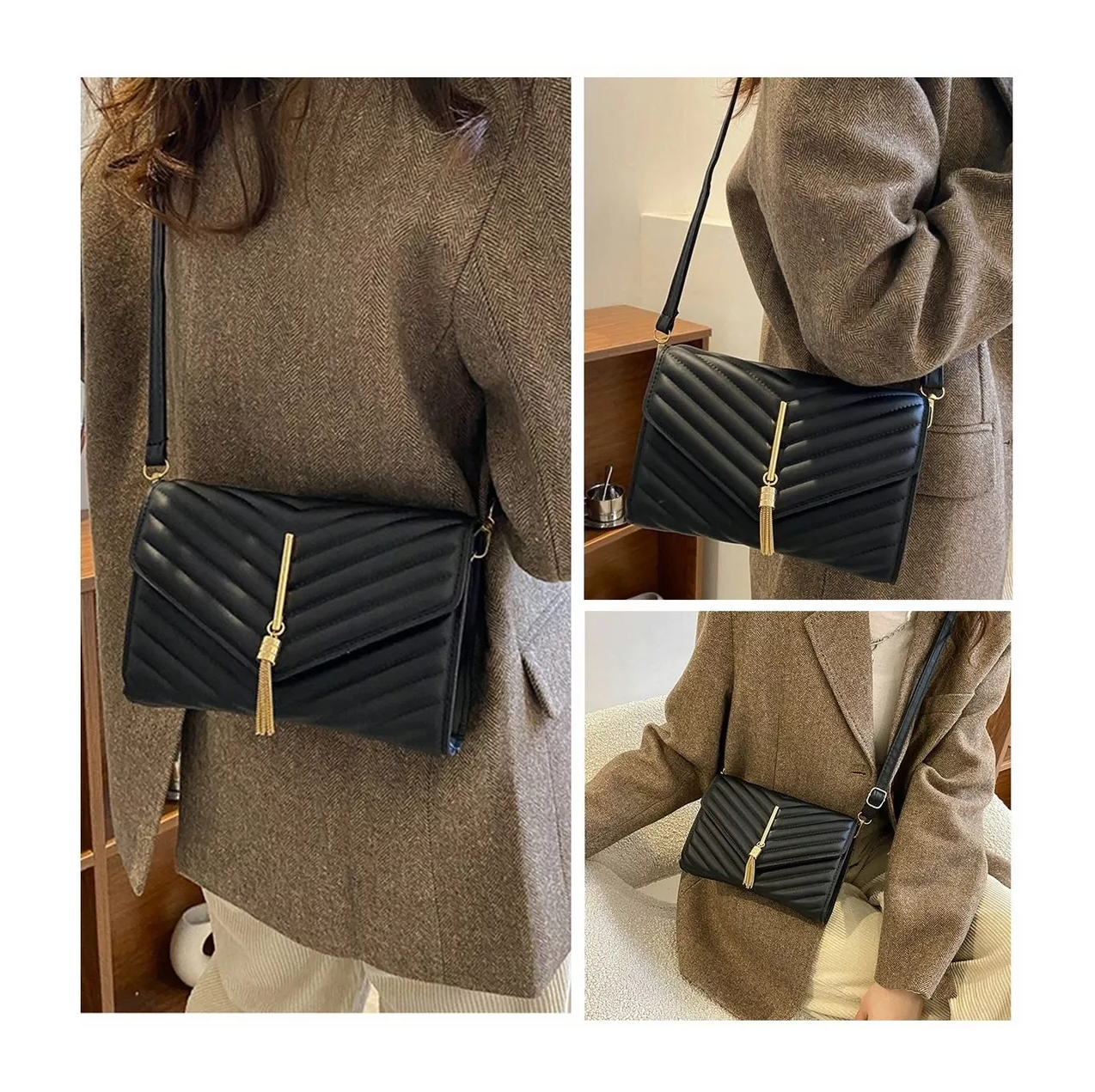 Foto 4 pulgar | Bolso Bandolera De Moda Y Elegante Crossbody Para Mujer Negro