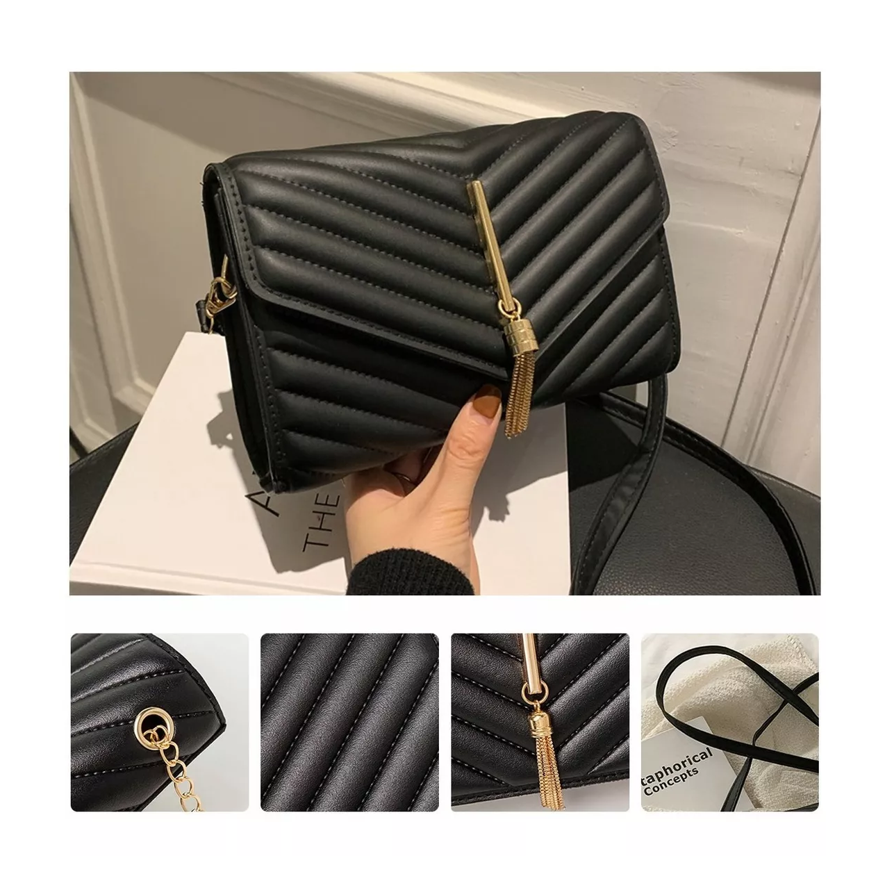 Foto 5 pulgar | Bolso Bandolera De Moda Y Elegante Crossbody Para Mujer Negro