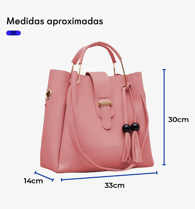 Foto 3 pulgar | Set 3 Bolsas Bandolera Mujer Cosmetiquera Cartera Crossbody Color Rosa