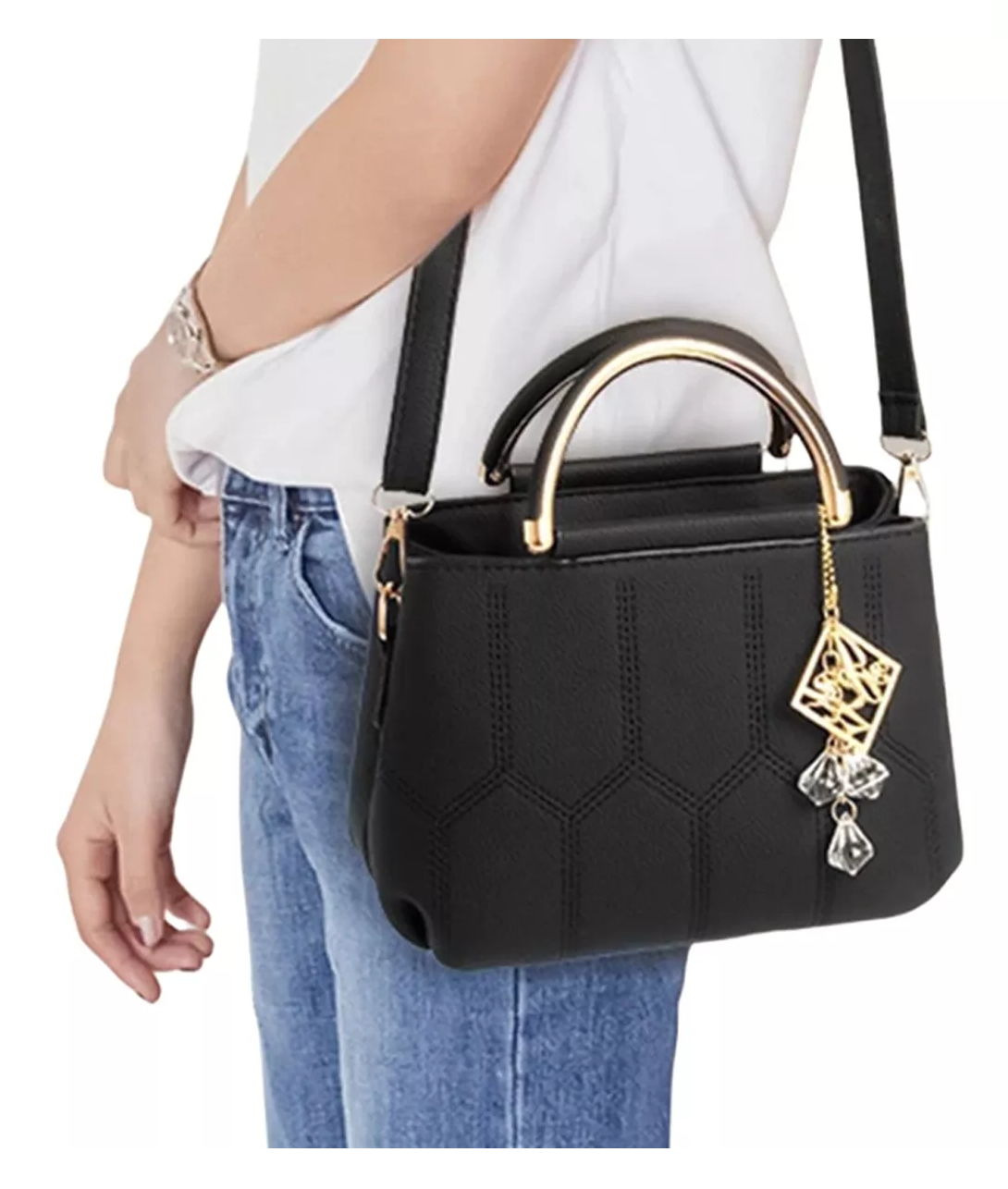 Foto 3 | Bolso De Mano Para Dama Crossbody Negro