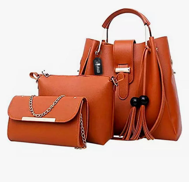 Set 3 Bolsas  Wünd Bandolera Mujer Cosmetiquera Cartera Crossbody Color Café