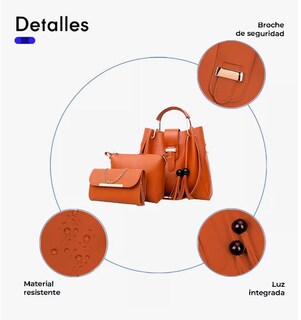 Foto 4 | Set 3 Bolsas Wünd Bandolera Mujer Cosmetiquera Cartera Crossbody Color Café
