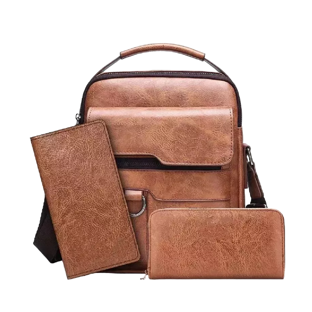 Foto 1 | Set De Tres Piezas Con Billetera De Negocios Marron