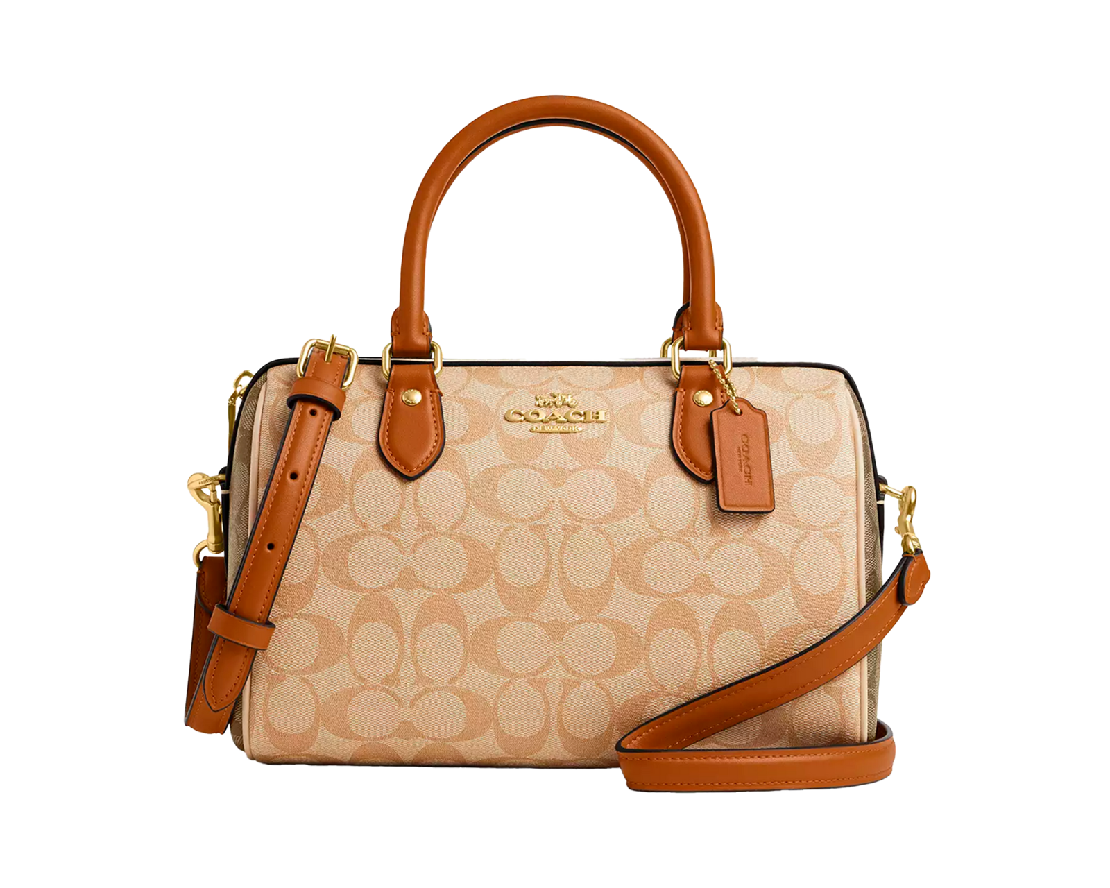 Bolsa Coach Rowan Satchel Bag In Blocked Signature Canvas Cs185 Color Beige