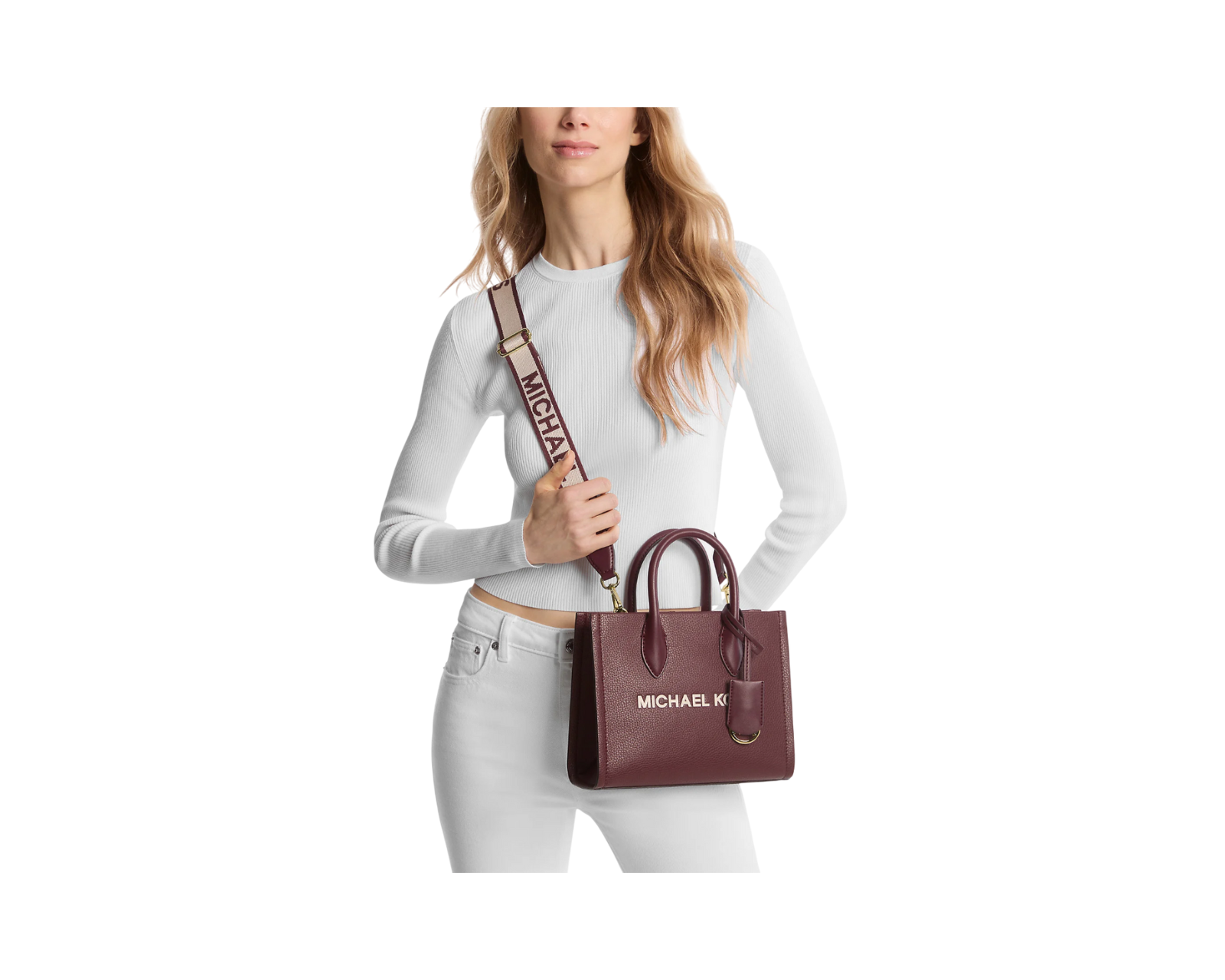 Foto 4 pulgar | Bolsa Michael Kors Mirella Small Pebbled Leather Crossbody Bag 35s4g72c5l color Vino