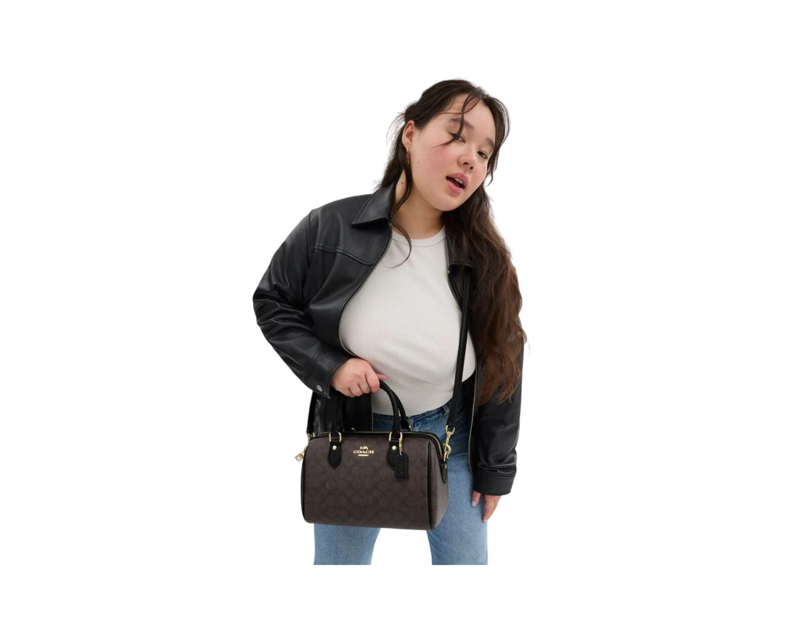 Foto 5 pulgar | Bolsa Coach Rowan Satchel Signature Canvas Cv961 Café
