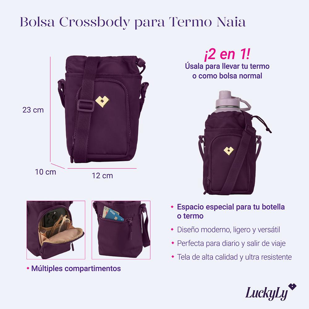 Foto 7 pulgar | Bolsa Mujer Crossbody Porta Celular, Botellas Termos Luckyly Naia Negro Violeta Oscuro