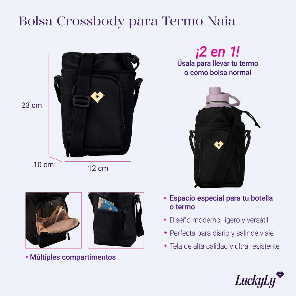 Foto 7 pulgar | Bolsa Mujer Crossbody Porta Celular, Botellas Termos Luckyly Naia Negro Negro