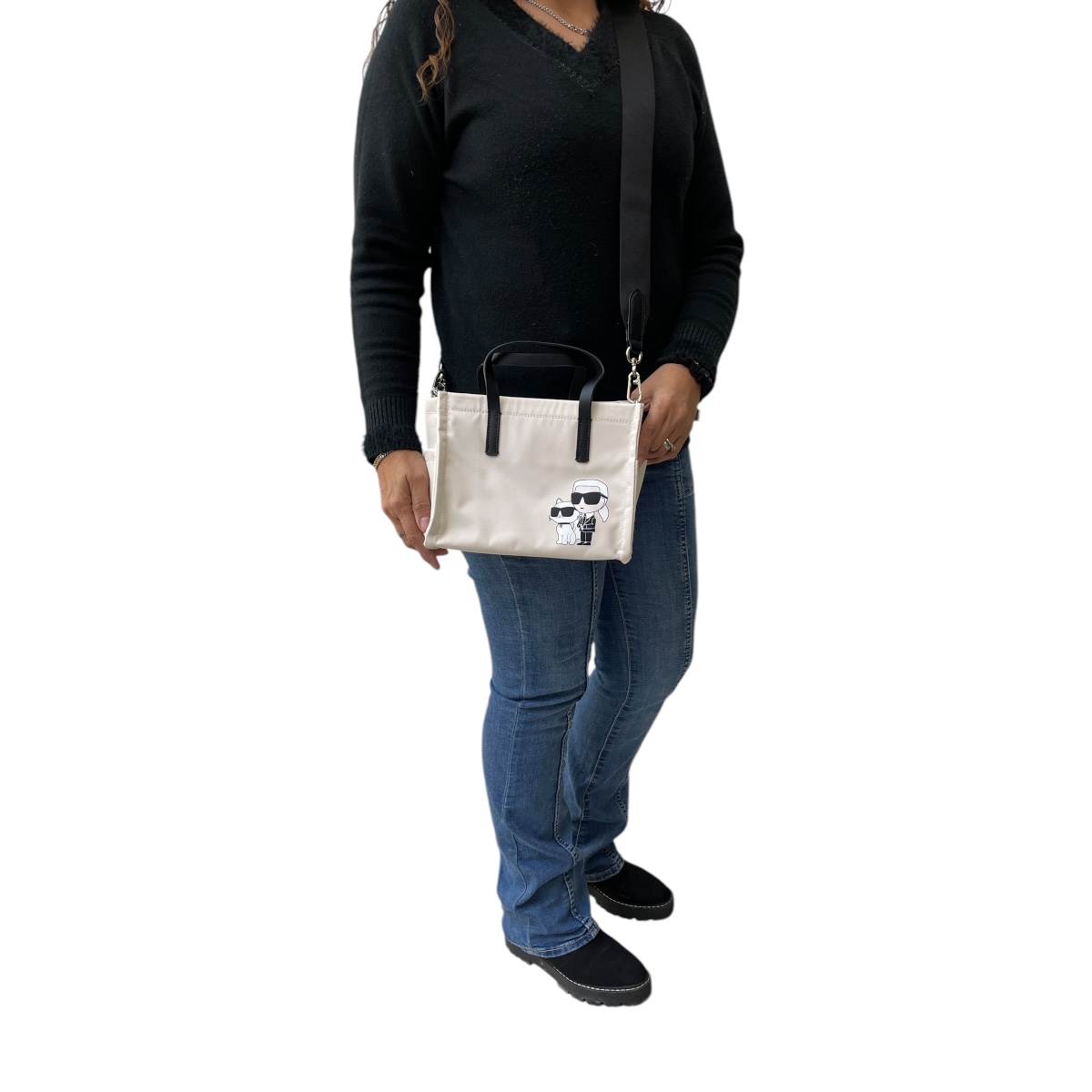 Foto 7 pulgar | Bolsa Tote Small Karl Lagerfeld Nailon Ikon White