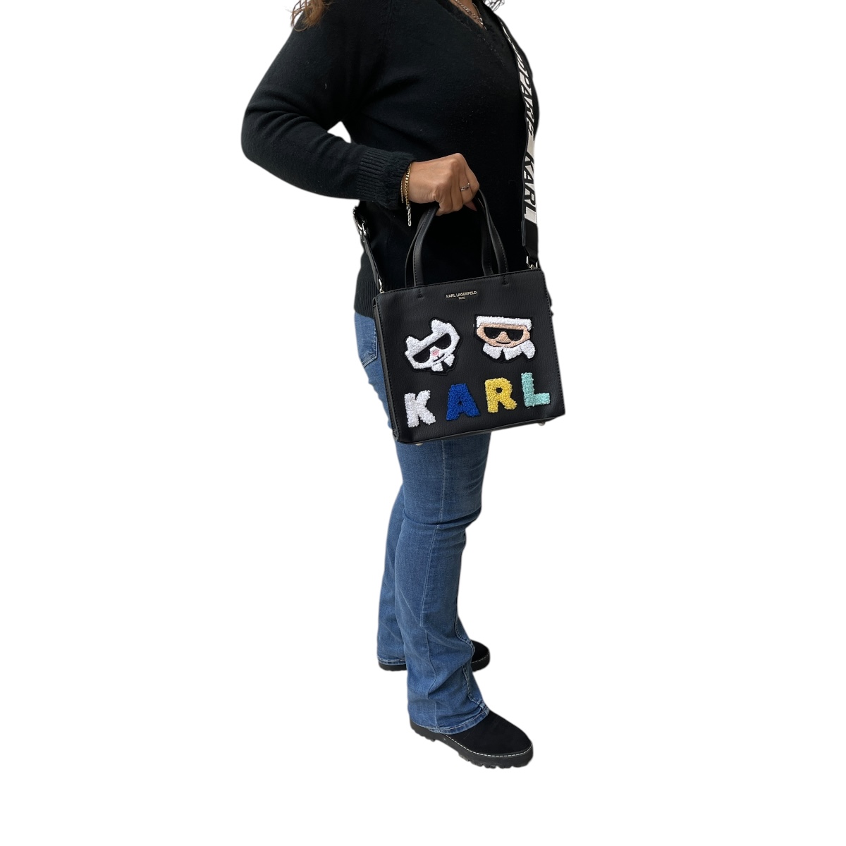 Foto 7 pulgar | Bolsa Mini Tote Karl Lagefeld Knitt Blue
