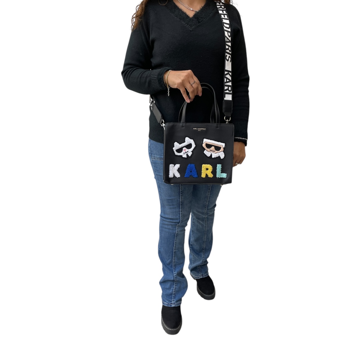 Foto 8 pulgar | Bolsa Mini Tote Karl Lagefeld Knitt Blue