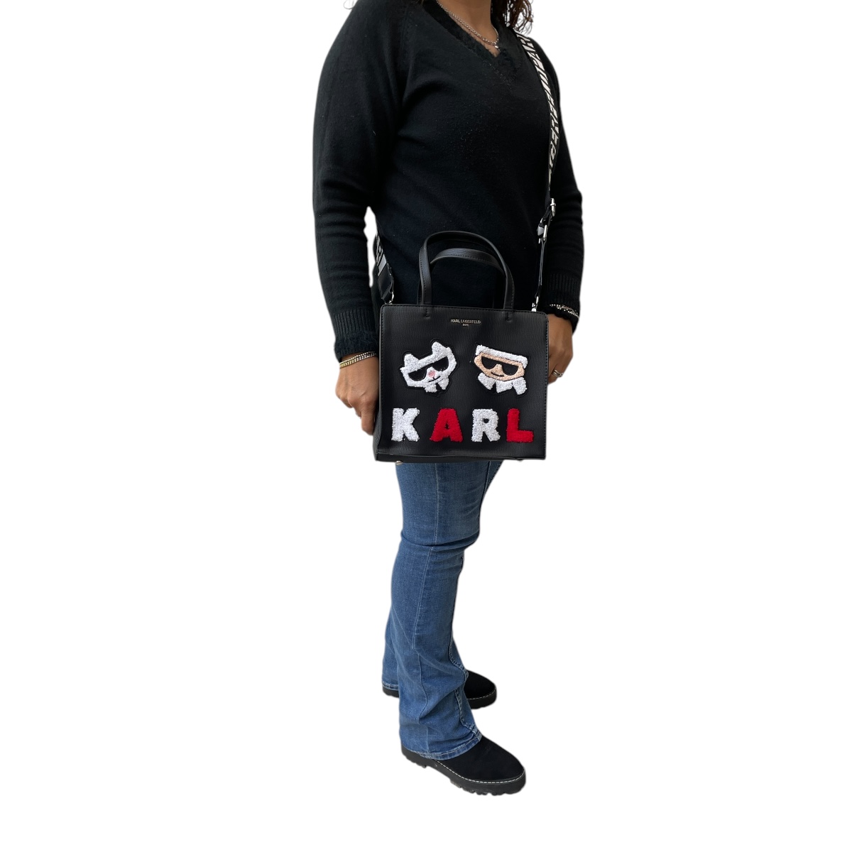 Foto 7 pulgar | Bolsa Mini Tote Karl Lagefeld Knitt Red