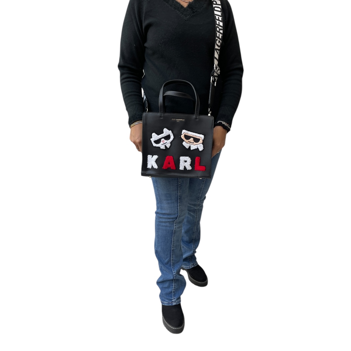 Foto 8 pulgar | Bolsa Mini Tote Karl Lagefeld Knitt Red