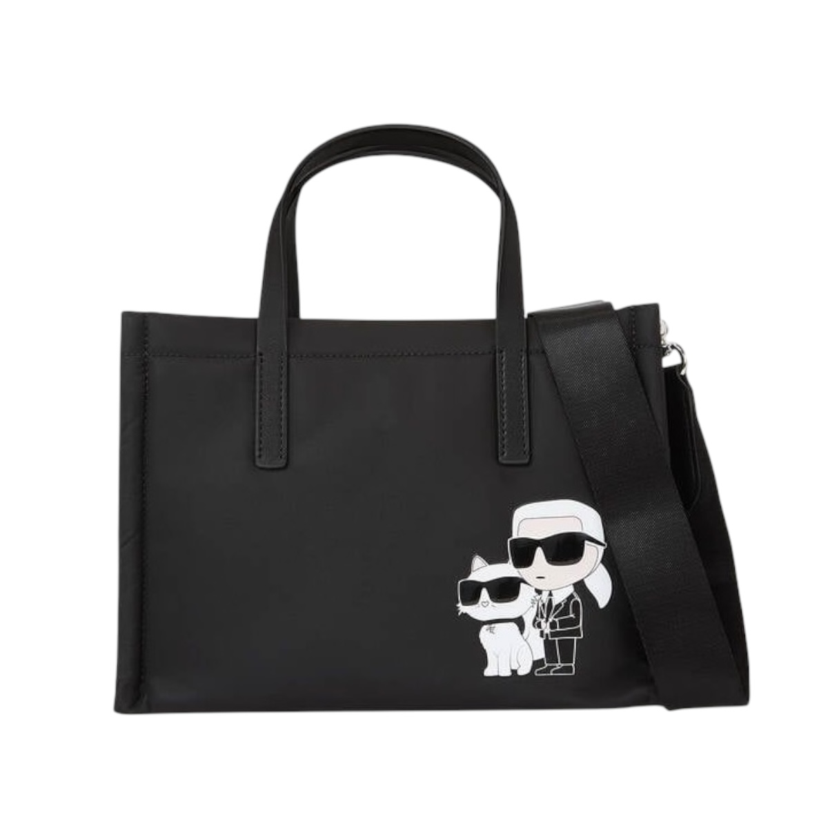 Bolsa Tote Small Karl Lagerfeld Nailon Ikon Black