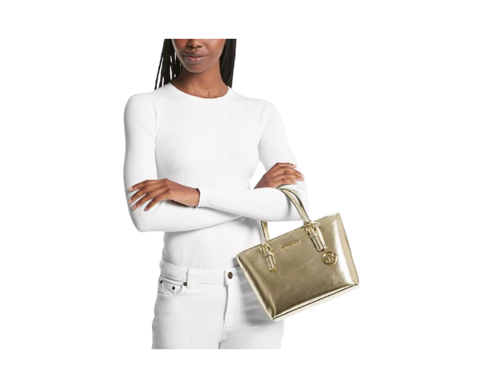 Foto 5 pulgar | Bolsa Michael Kors Jet Set Travel Extra-small Metallic Top-zip Tote Bag 35h3gtvt0m Color Dorado