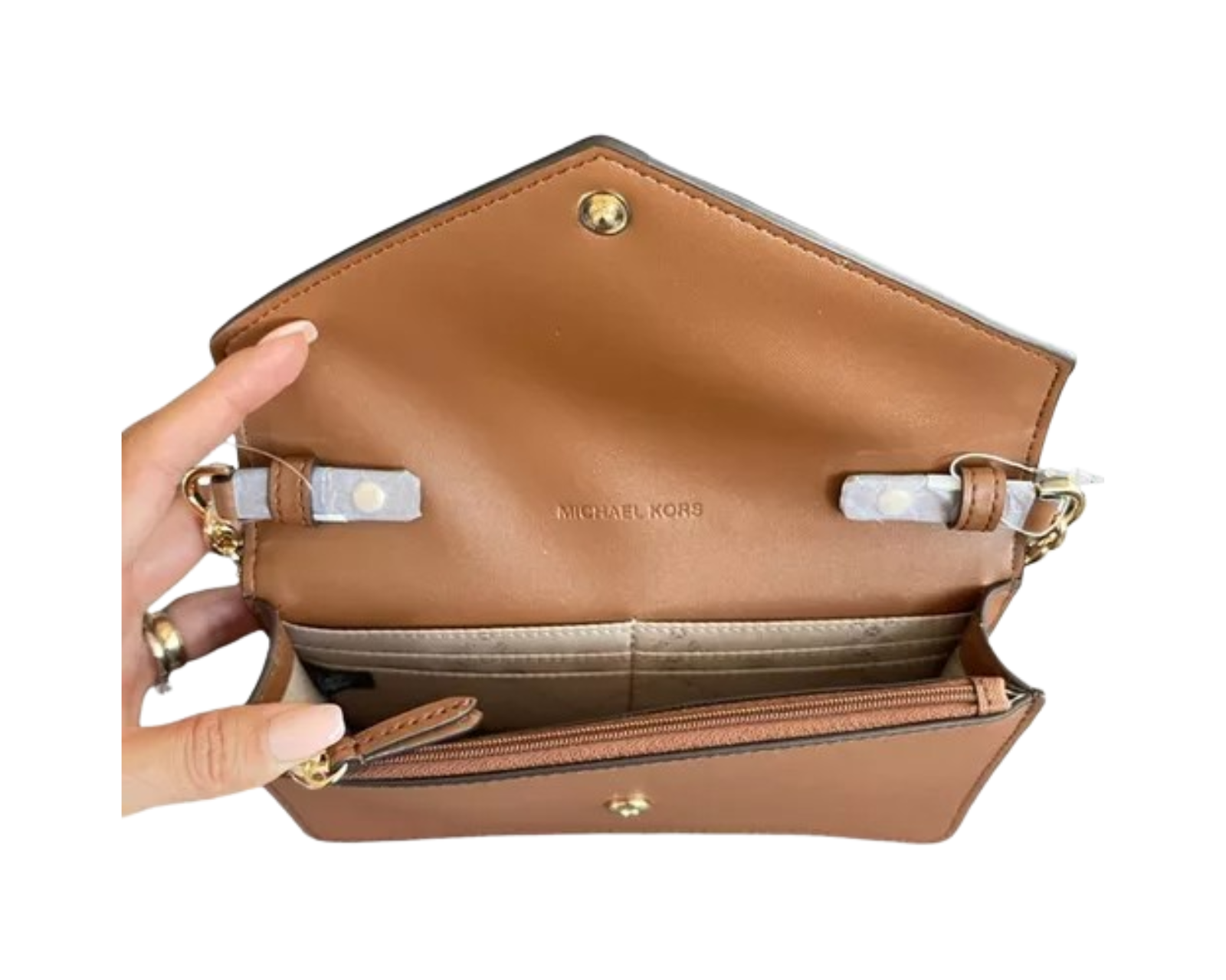 Foto 4 pulgar | Bolsa Michael Kors Small Saffiano Leather Envelope Crossbody Bag 35s3gtvc5l Color Café