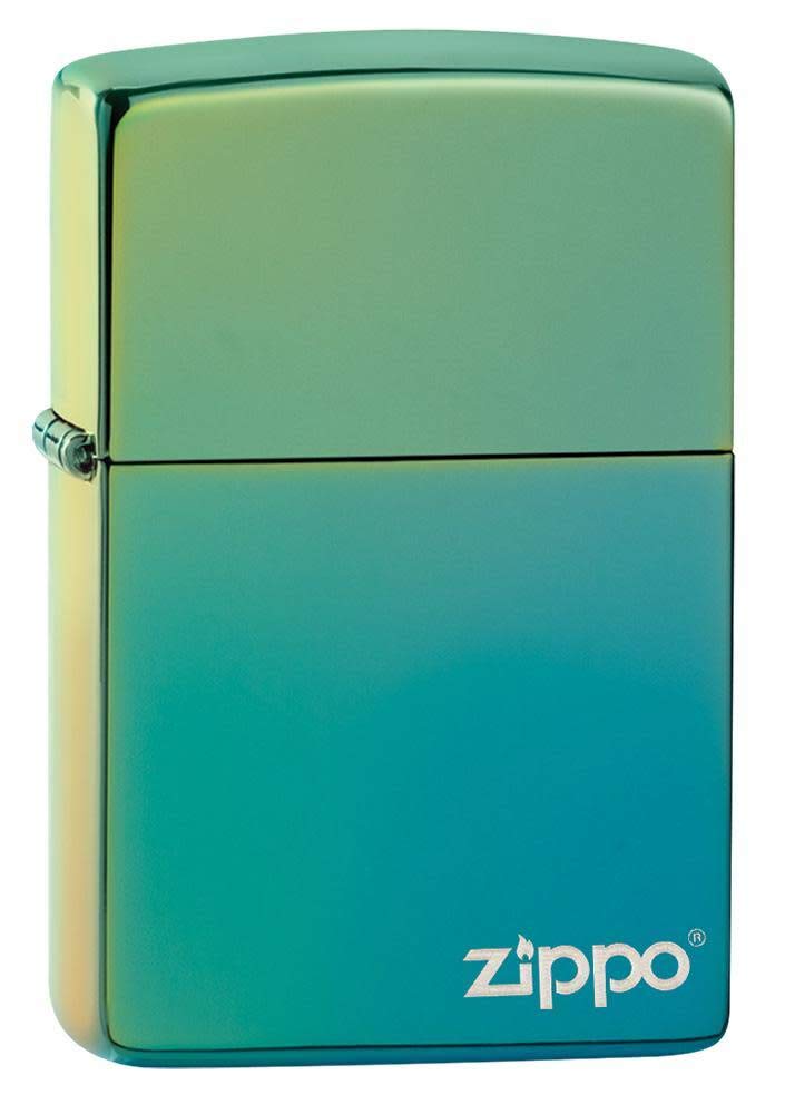 Encendedor De Bolsillo Zippo Con Logotipo Zippo Muy Pulido, Color Verde Azulado - Venta Internacional.