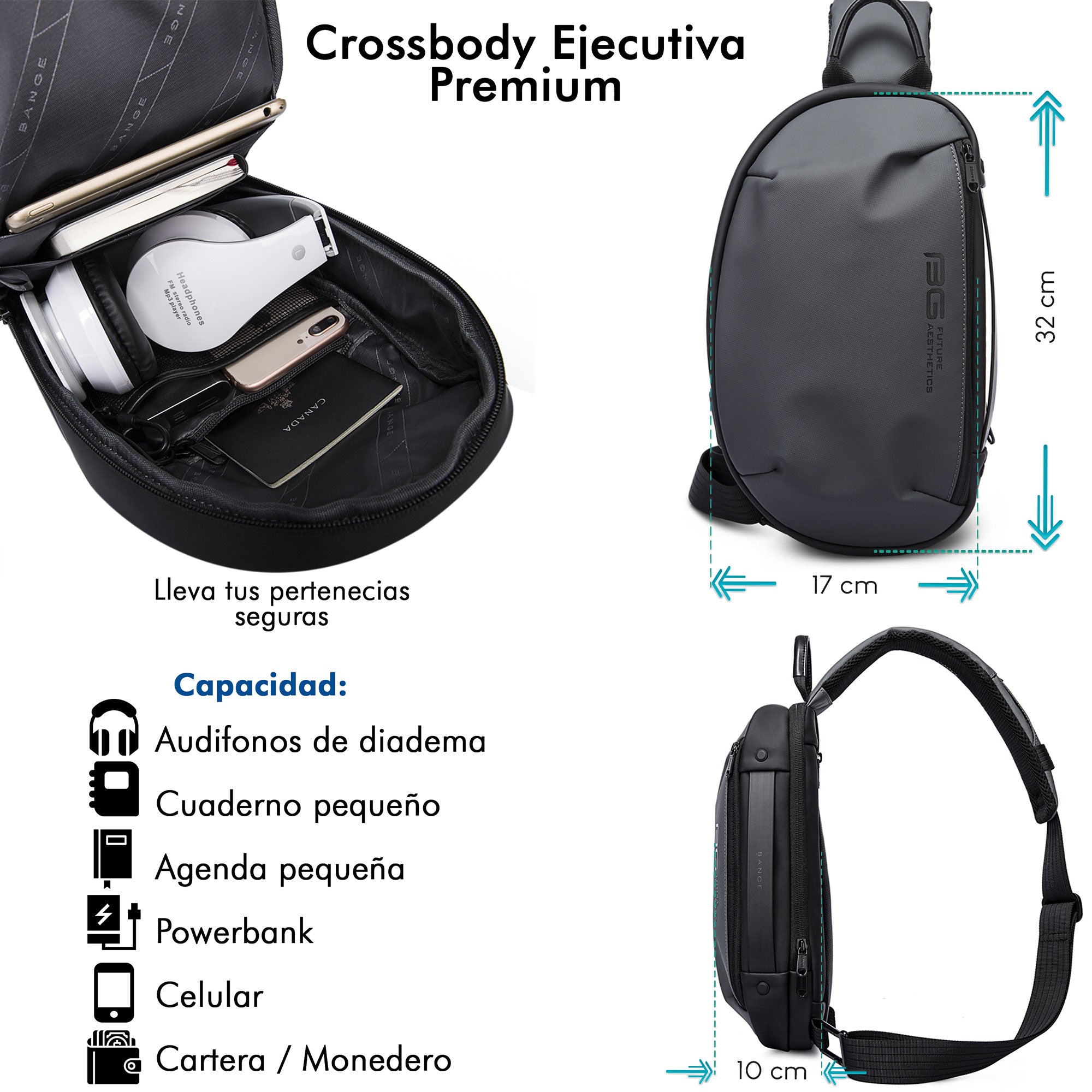 Foto 2 | Crossbody Premium Suave - Gris