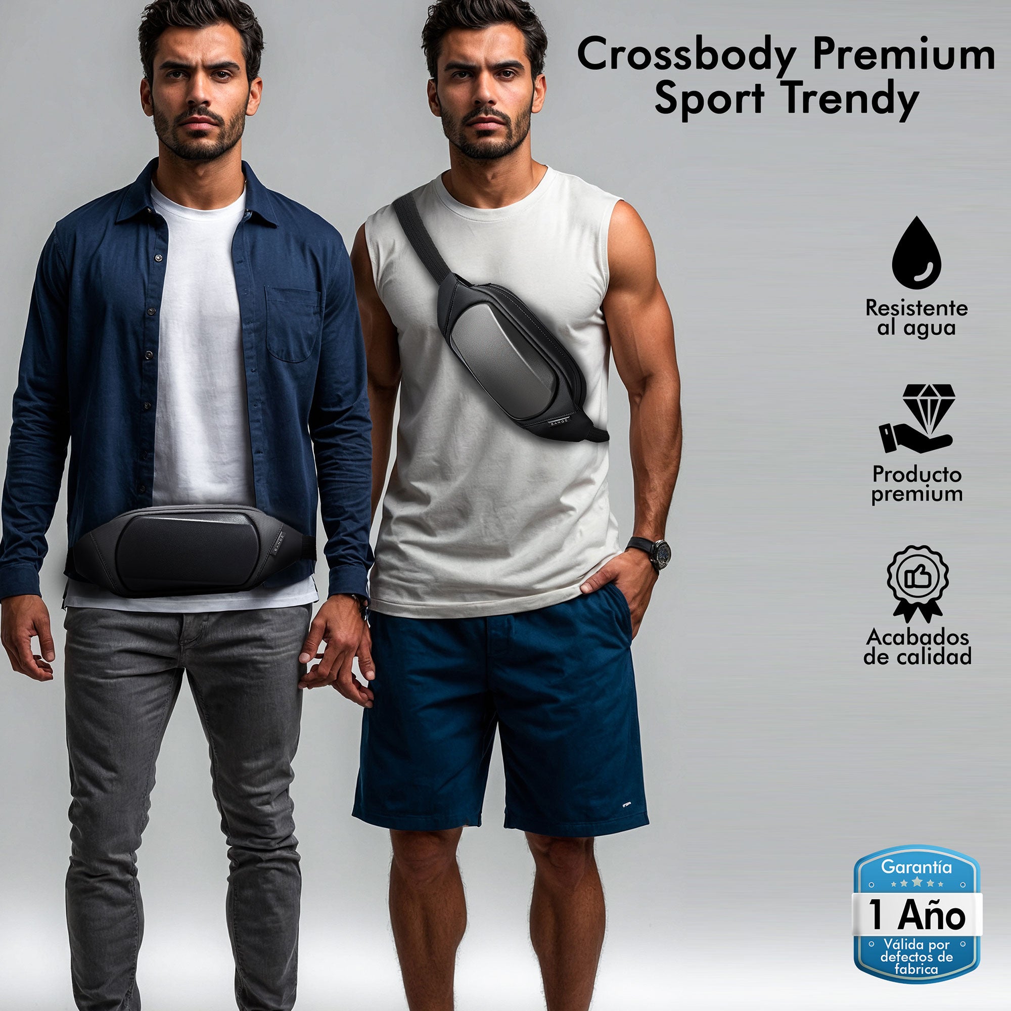 Foto 4 pulgar | Crossbody Sport Premium Con Carcasa Rígida - Negra