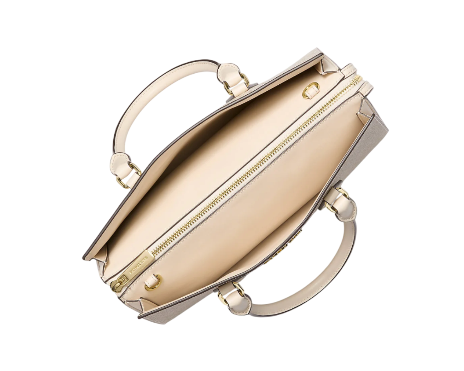 Foto 4 pulgar | Bolsa Michael Kors Sheila Medium Signature Logo And Metallic Satchel 35f4g6hs3v Beige