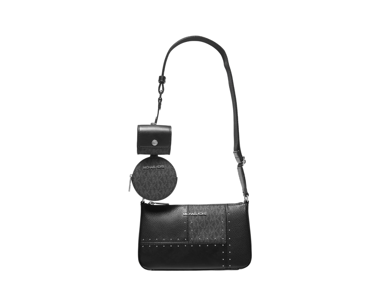 Bolsa Michael Kors Jet Set Travel Small Metallic Patchwork And Signature Logo Crossbody 35r5stvc1y Negra
