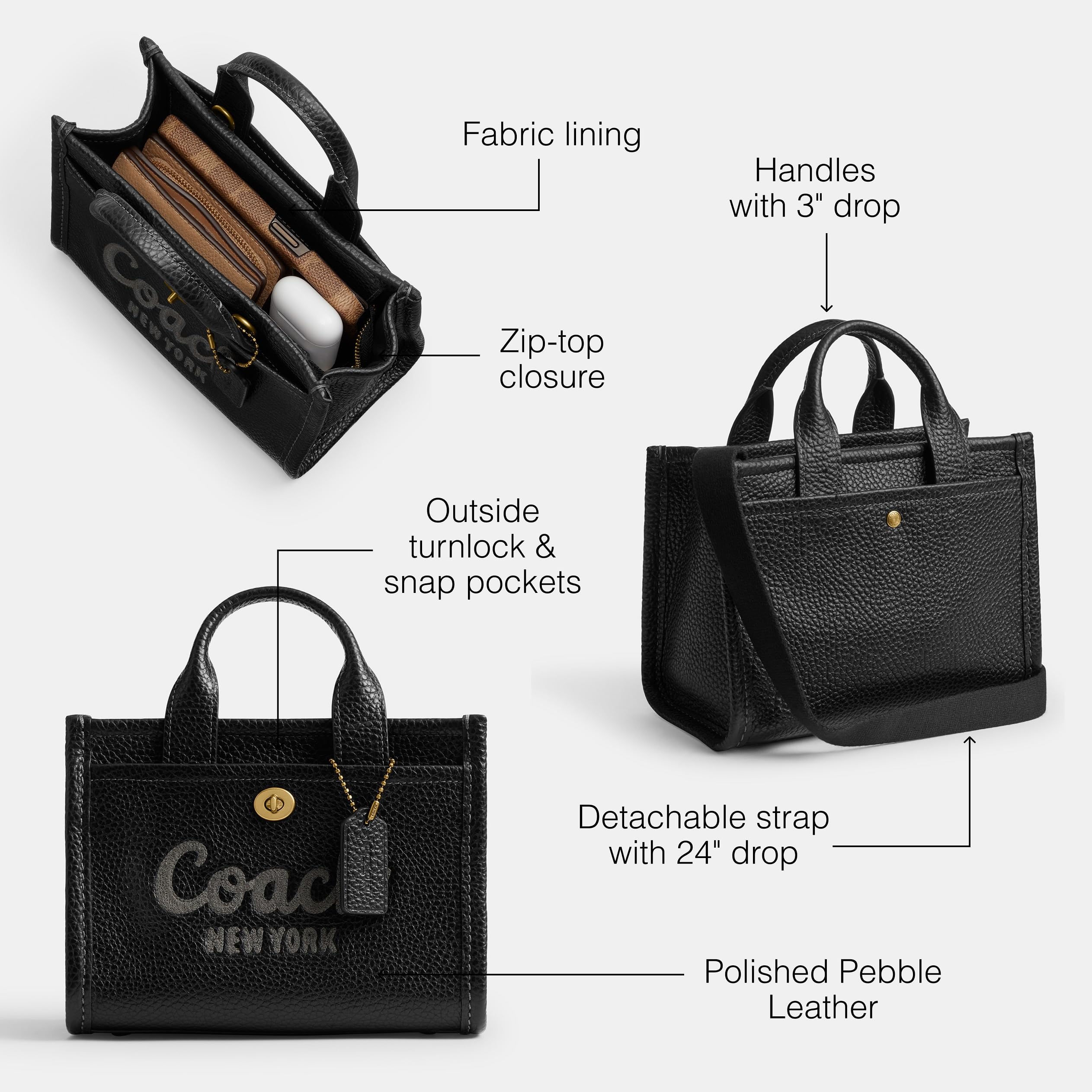 Foto 4 pulgar | Bolso De Mano Coach Cargo 20 Bubble Leather B4/black - Venta Internacional.