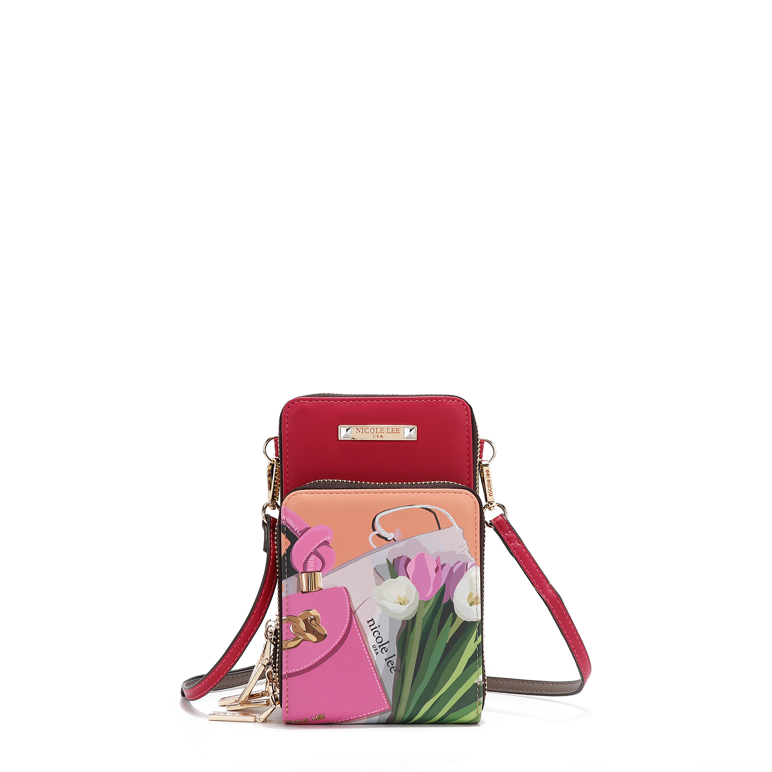 Foto 4 pulgar | Bolsa Portacelular Nicole Lee Estampada Violet Blossom