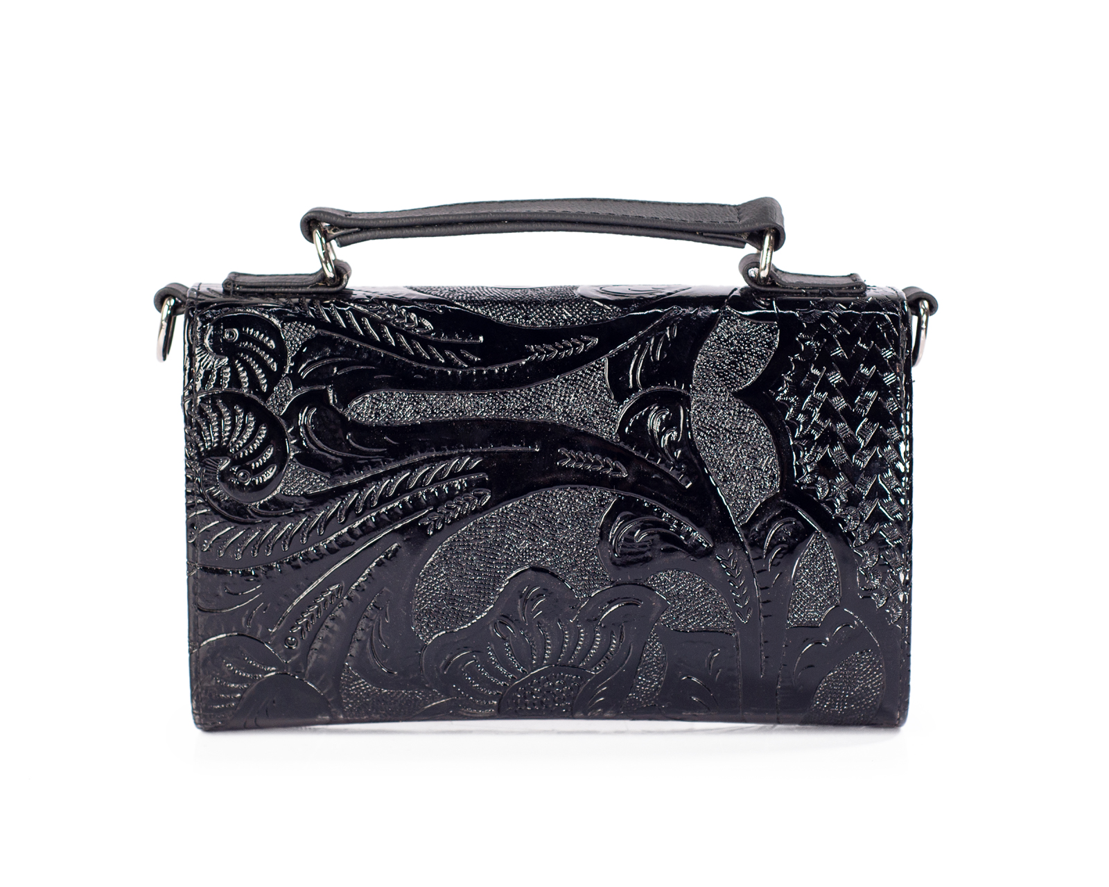 Foto 3 pulgar | Bolso Crossbody de Piel A Ángelozano Lupita Negro con Grabado Tipo Cincelado