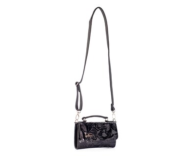 Foto 5 | Bolso Crossbody de Piel A Ángelozano Lupita Negro con Grabado Tipo Cincelado