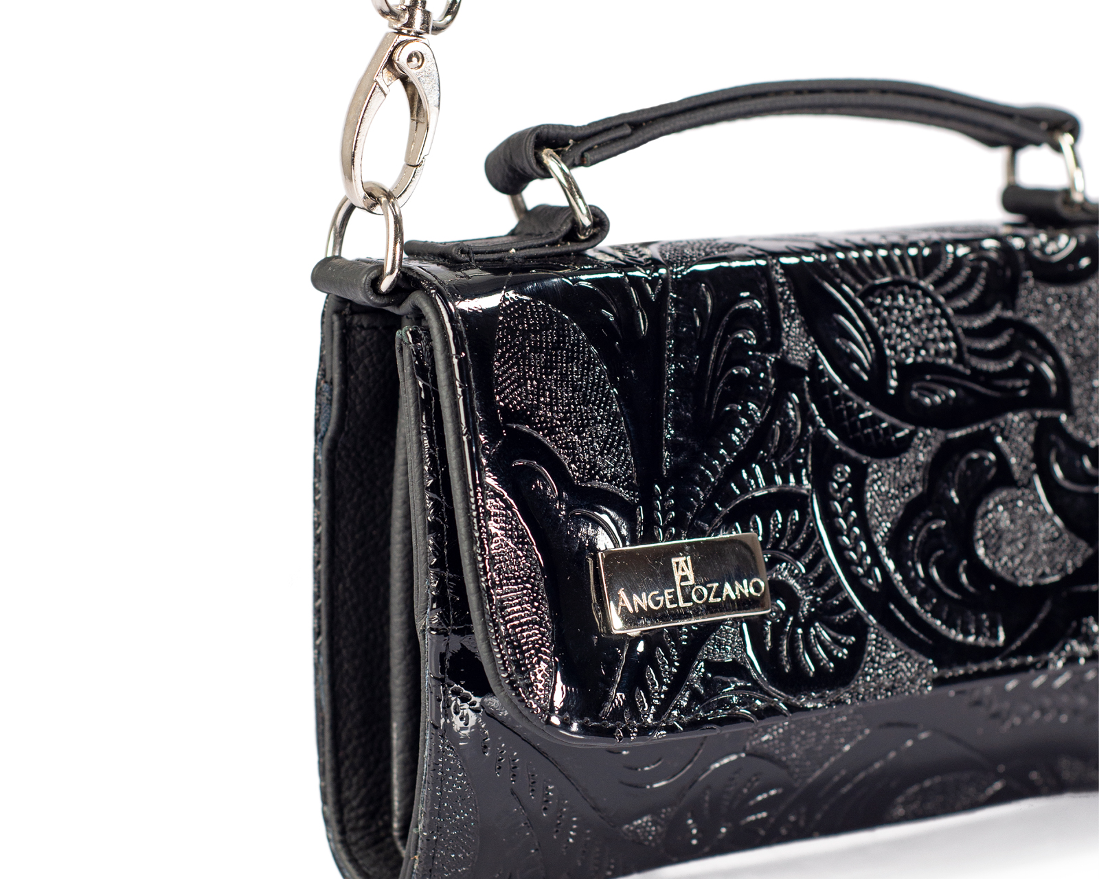 Foto 8 pulgar | Bolso Crossbody de Piel A Ángelozano Lupita Negro con Grabado Tipo Cincelado