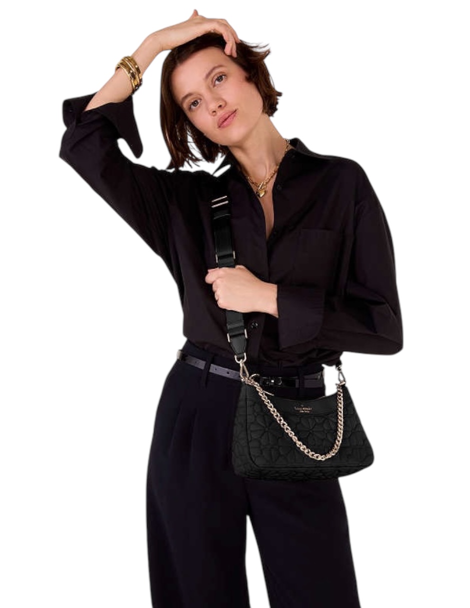 Foto 6 pulgar | Bolsa Crossbody Kate Spade Flower Quilted Color Negra
