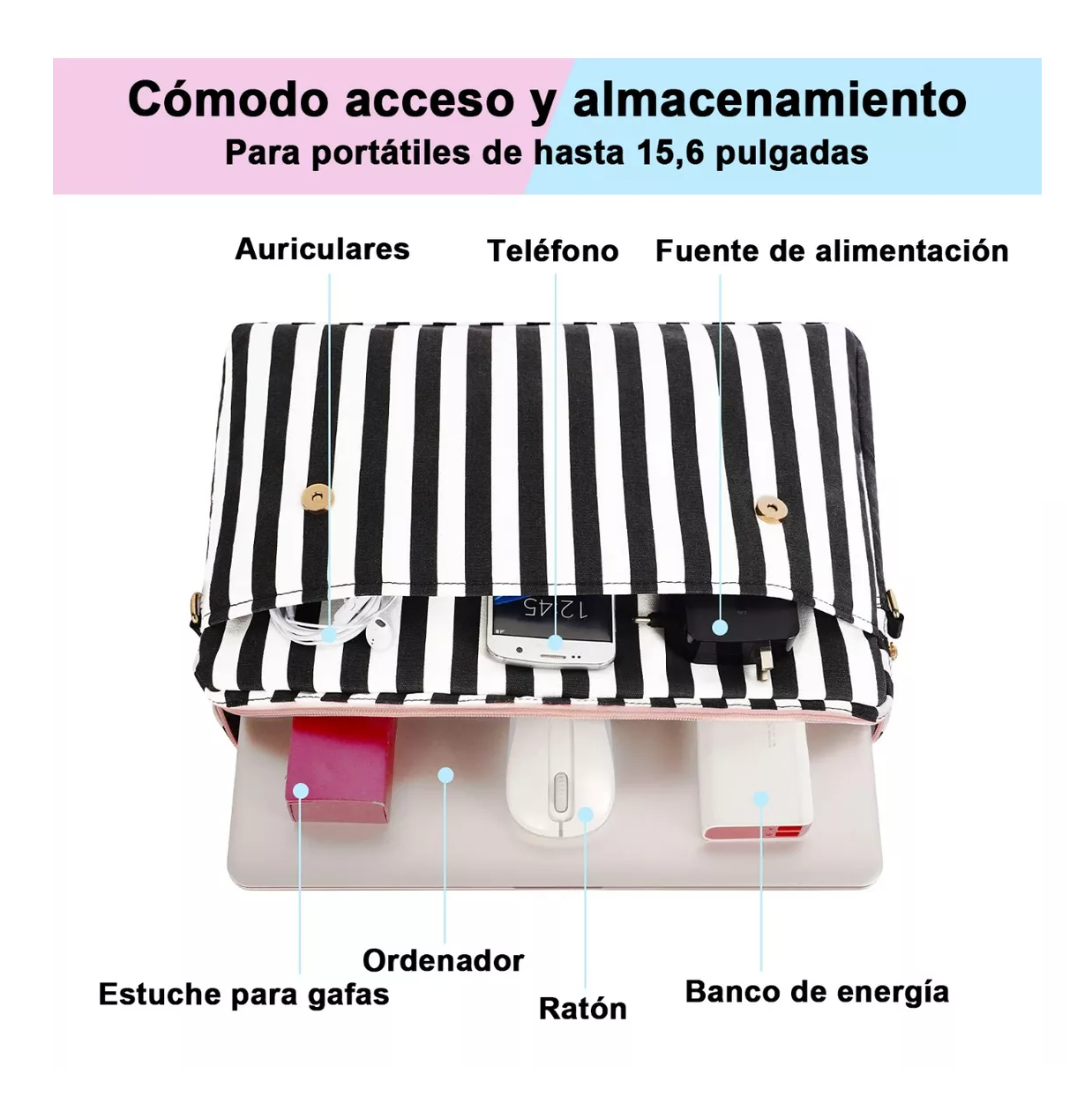 Foto 5 pulgar | Maletín Crossbody Belug Rosa Para Laptop De 15.6''