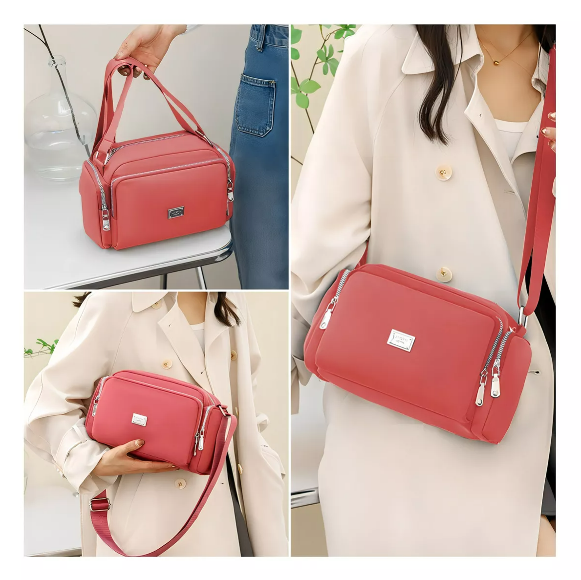 Foto 2 | Bolsa Bandolera Mujer Moda Dama Crossbody Gran Capacidad Color Rosa Oscuro