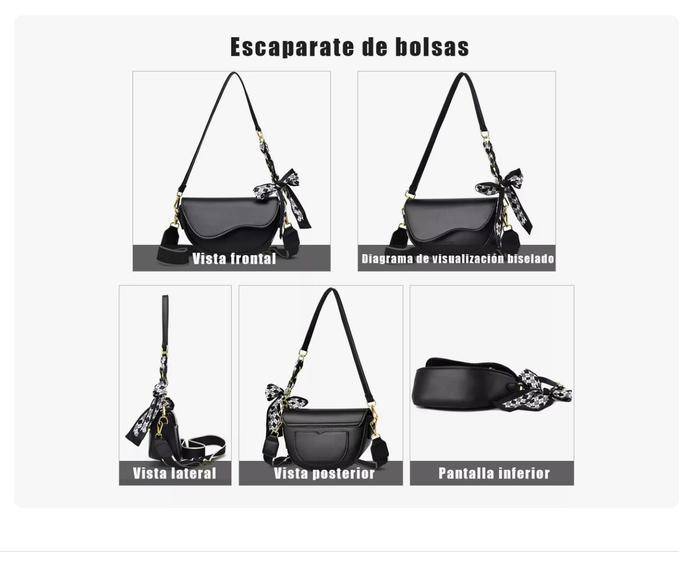 Foto 5 pulgar | Bolsa De Sillín Crossbody Bandolera Moda Vintage Para Dama Negro Xtellar